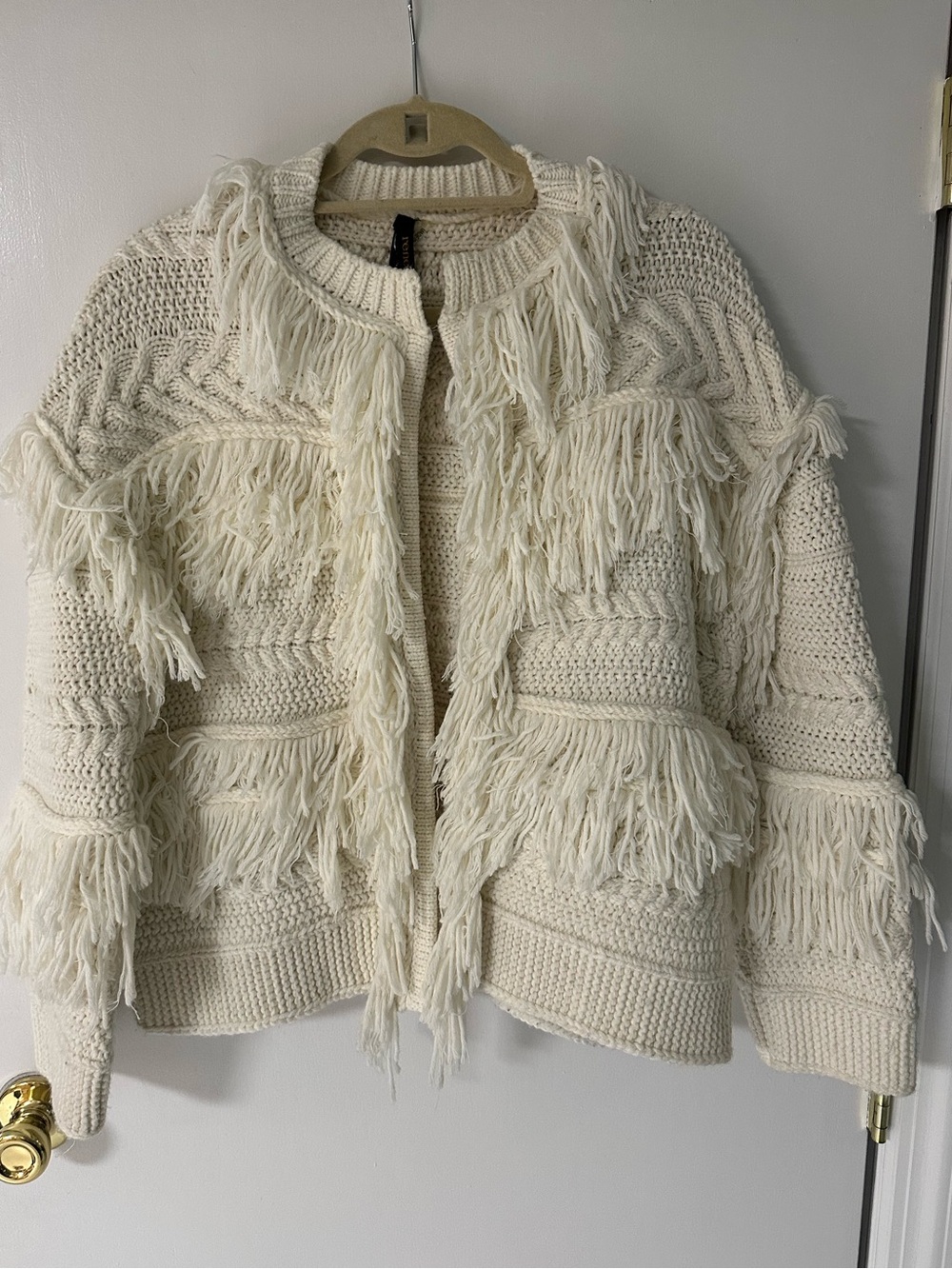 Renee C. Ivory Fringe Knit Sweater
